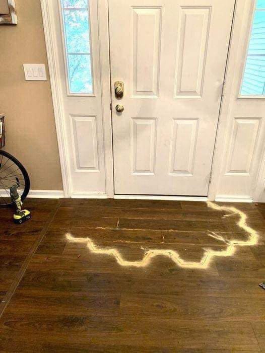 Instead of a doormat, this clever woman decided to cut into her floors and do THIS