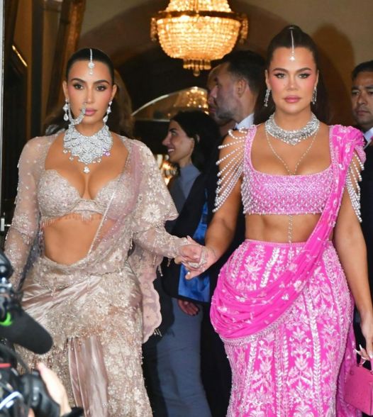 Kim Kardashian and sister Khloé Kardashian dressed to impress at Anant Ambani and Radhika Merchant’s lavish Mumbai wedding.