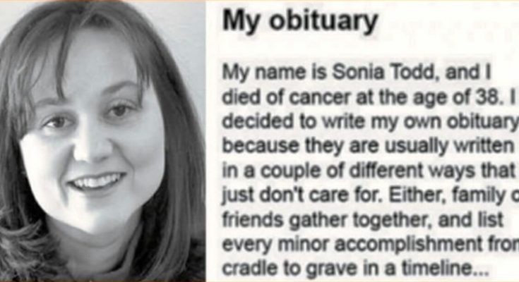 38-year-old woman wrote her own obituary, we aII need to read it