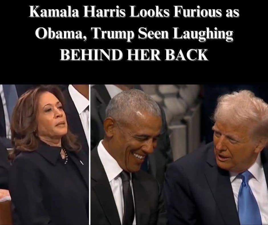 Obama, Trump Seen Laughing, Chatting While Seated Behind Kamala Harris