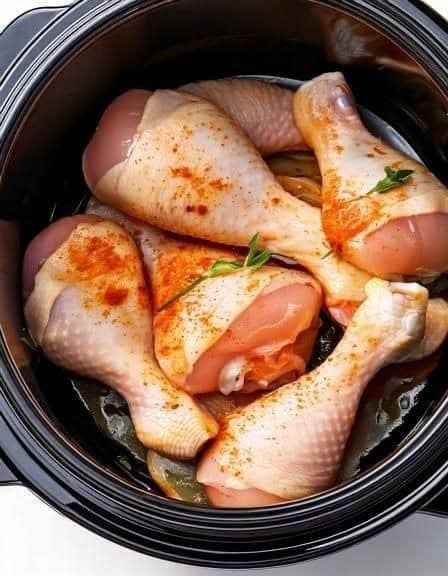 Put raw chicken drumsticks in a slow cooker with these 3 ingredients. You’ll want it every night.. Full recipe 👇 💬