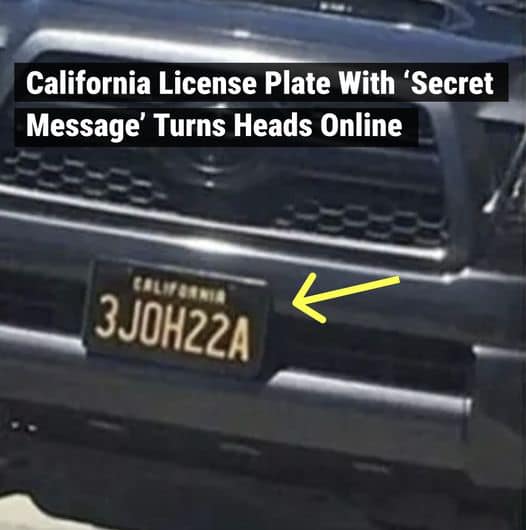 California License Plate With ‘Secret Message’ Turns Heads Online Continue Reading Below first Còmment👇👇