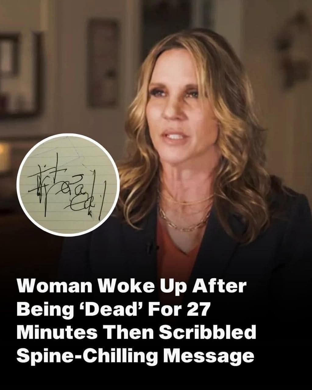 Tina was D.EA.D for 27 minutes, but as soon as she woke up she made a motion to get a piece of paper and then she scribbled a spine-chilling message 😨…Details in the first comment👇