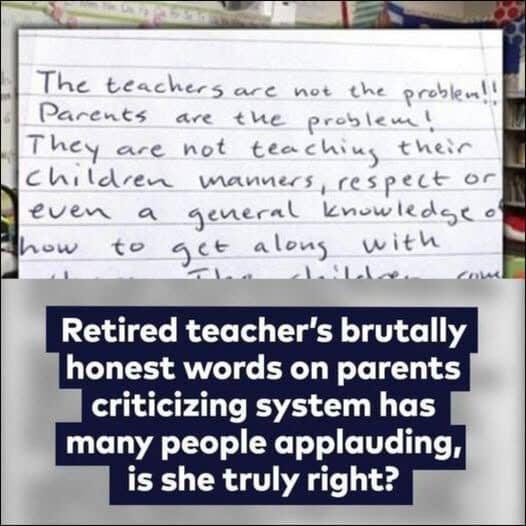 Retired teacher’s brutally honest words to parents goes viral Check comments👇