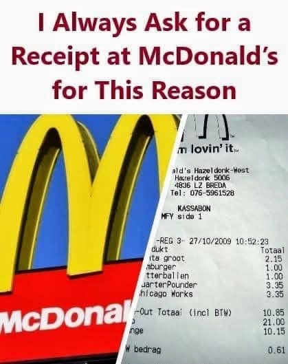 Just found out from a former McDonald’s employee that you should always ask for a receipt when you order. check comment !‪👇