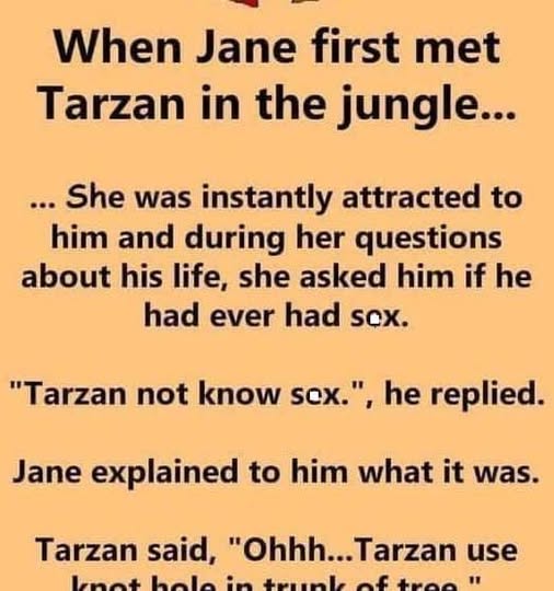 Dirty Joke – When Jane first met Tarzan in the jungle…👇See the continuation in the first C0MMENT👇 laugh so hard😂😂